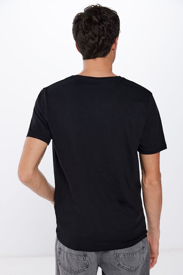 Springfield T-Shirt V-Ausschnitt Elasthan schwarz