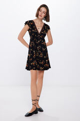 Springfield Short Printed Dress with Buttons black