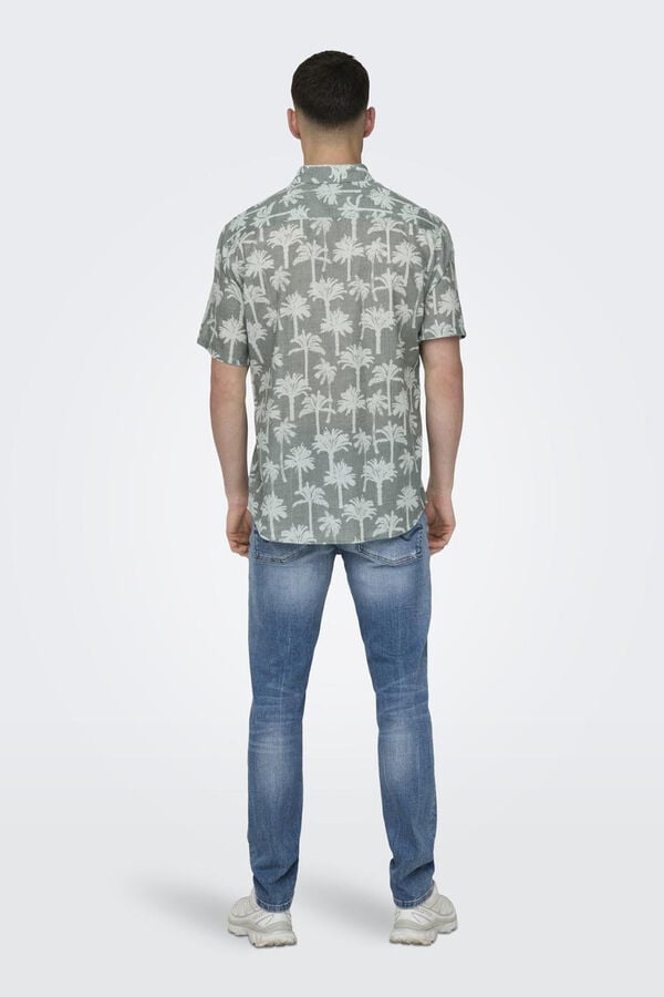 Springfield Camisa de manga curta palmeiras verde