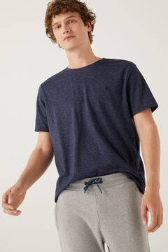 Springfield T-shirt microriscas bordada azulado