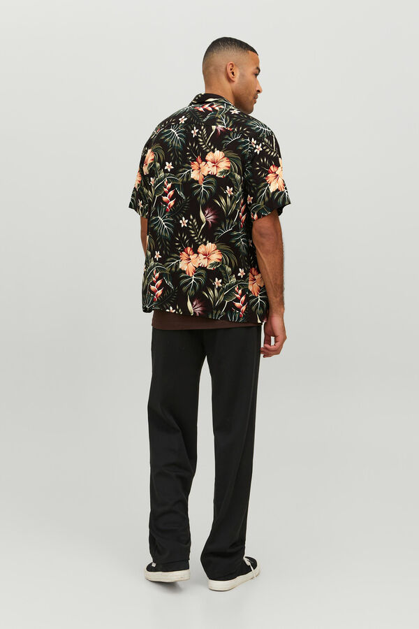 Springfield Camisa de manga curta com estampa floral preto