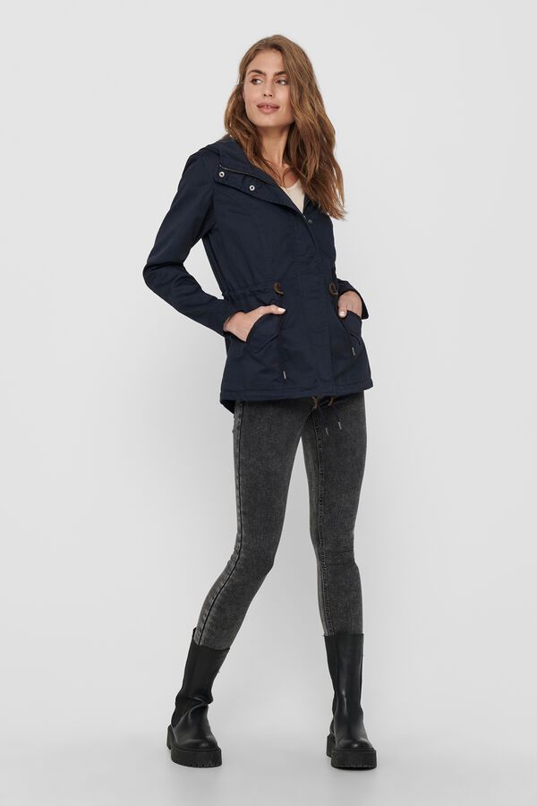 Only Short hooded parka blue