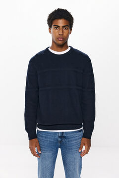 Springfield Pull rayé structuré navy