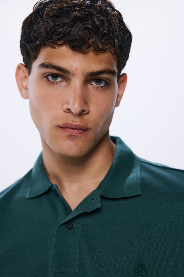 Springfield regular fit piqué polo shirt green