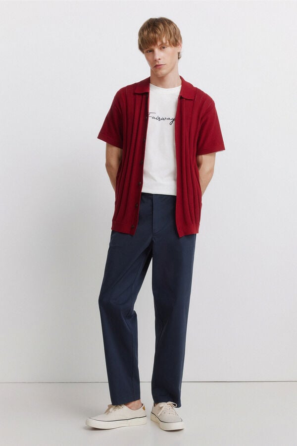 Springfield Textured knit cardigan red