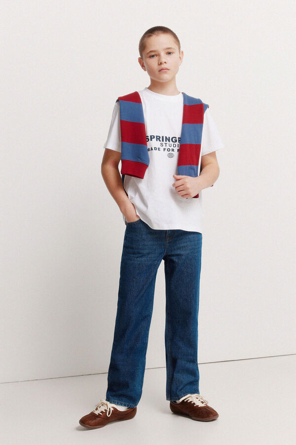 Springfield Kids Dečija majica sa kratkim rukavima &scaron;irokog kroja Bela