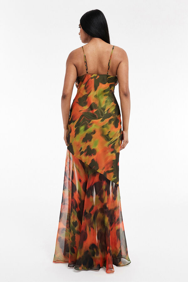 Topshop Long printed dress green