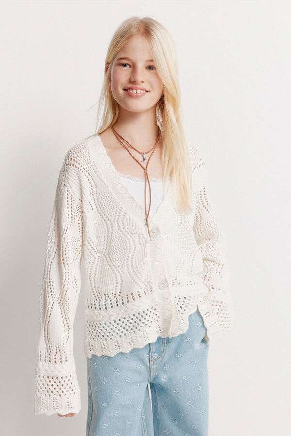 Springfield Kids Cardigan calados ni&ntilde;a beige