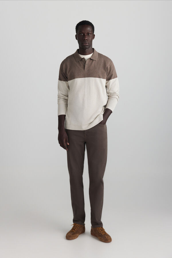 Springfield Colour block polo shirt nude