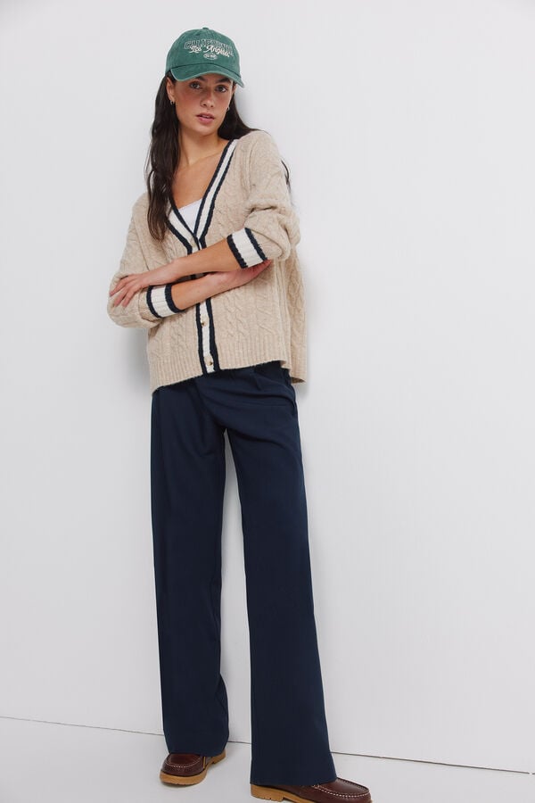 Springfield Cable-knit cardigan blue