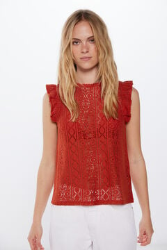 Springfield T-Shirt Crochet Terrakotta braun