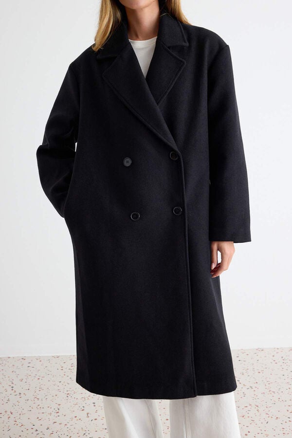 Trendyol Long oversized coat black