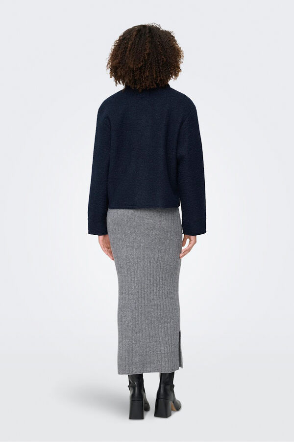 Only Casaco curta texturizada azul