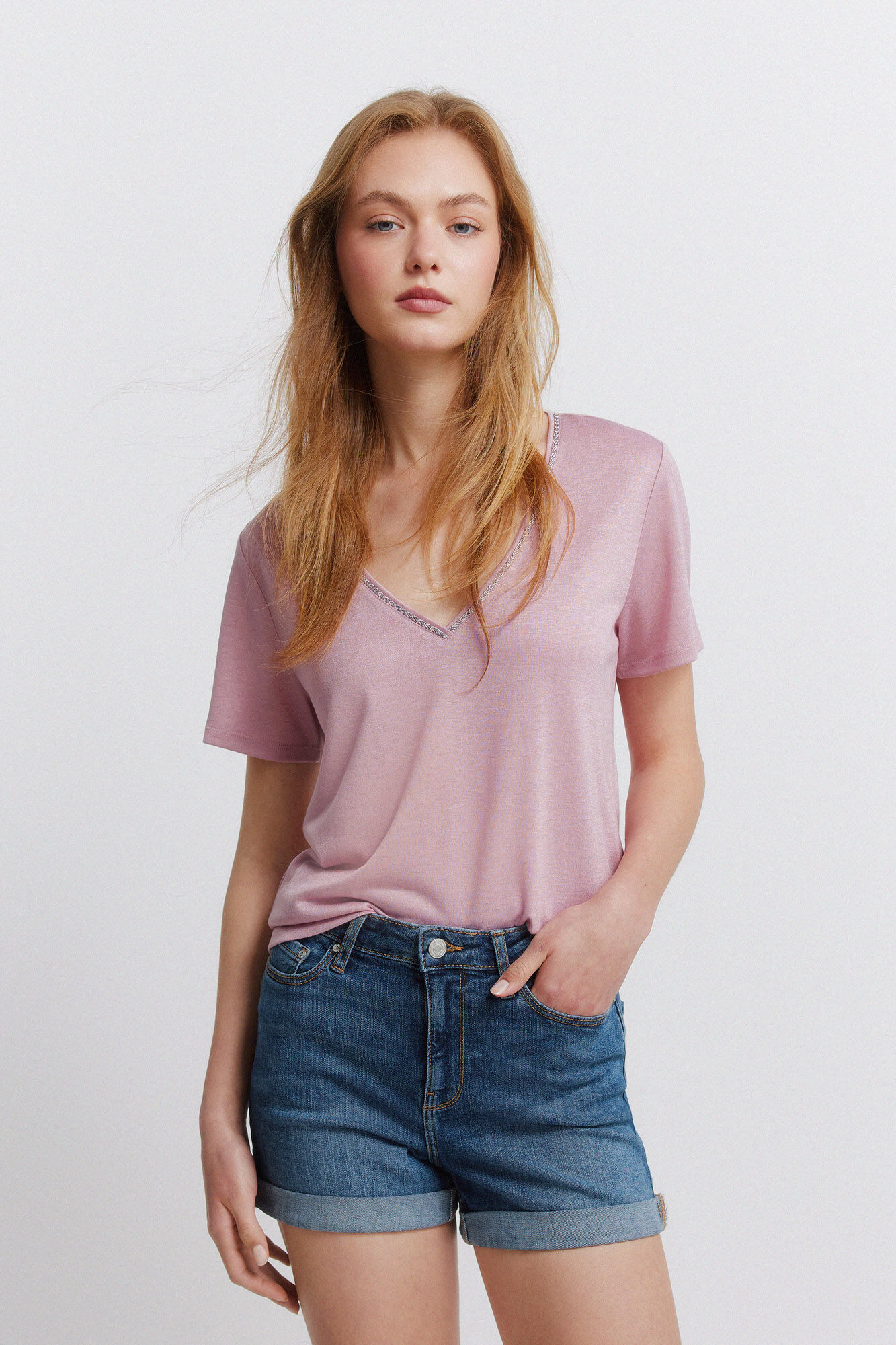 Springfield V-neck short sleeve T-shirt