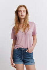 Springfield V-neck short sleeve T-shirt pink