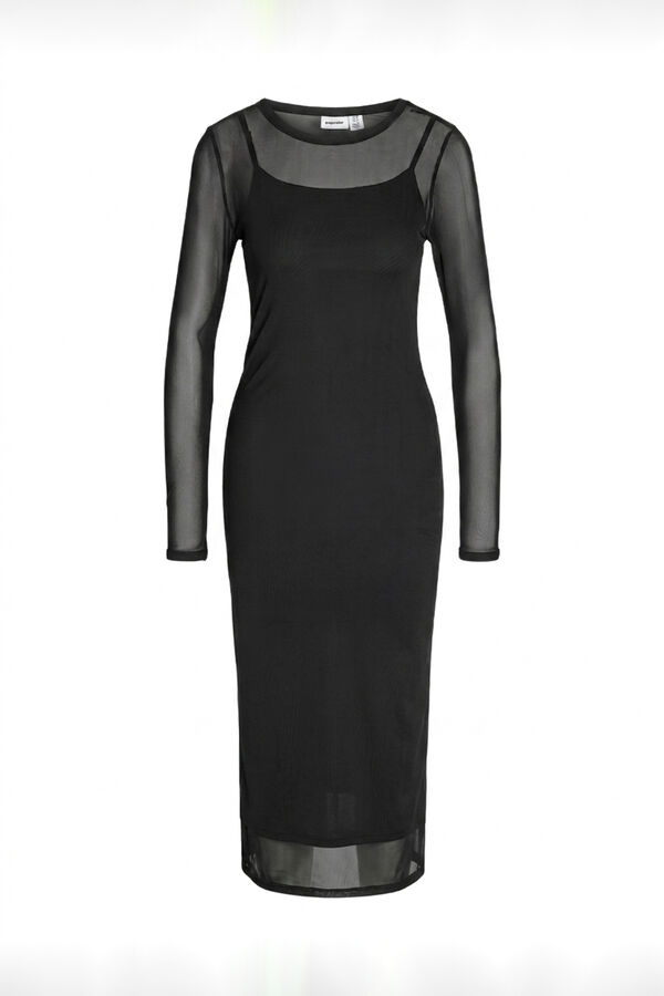 Noisy May Long sleeve midi dress black
