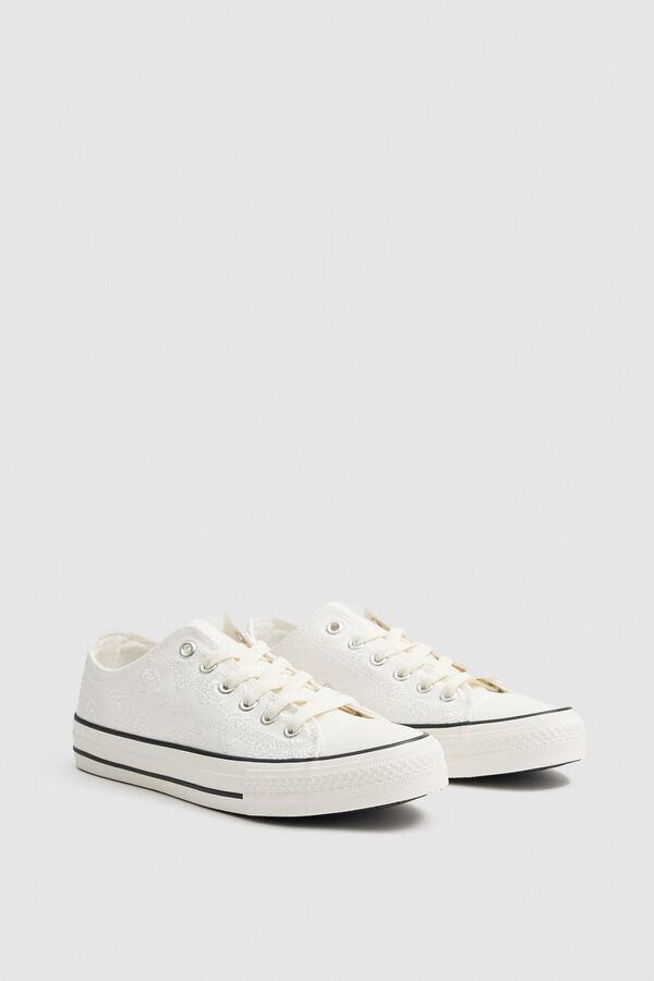 Springfield Casual embroidered canvas trainer white