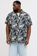 Jack & Jones PLUS Camisa resort estampado tropical negro