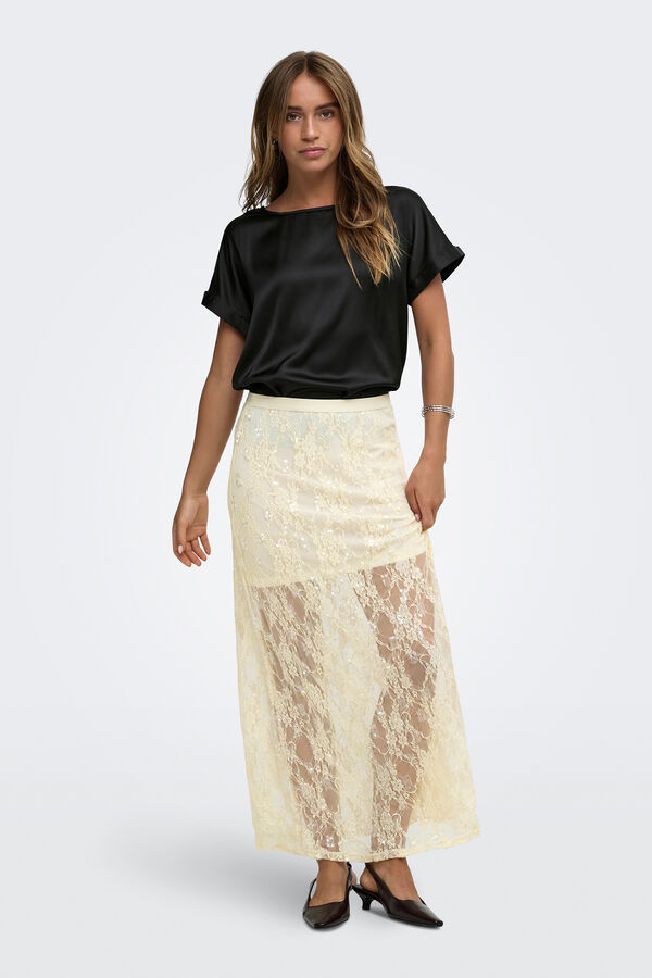 JDY T-shirt de manga curta acetinada preto