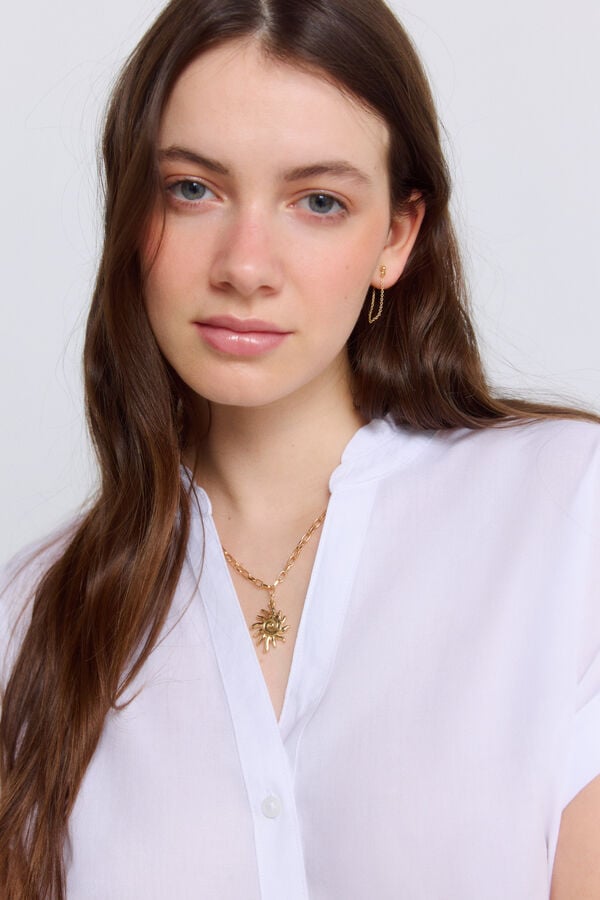Springfield Mandarin collar ruffle blouse white