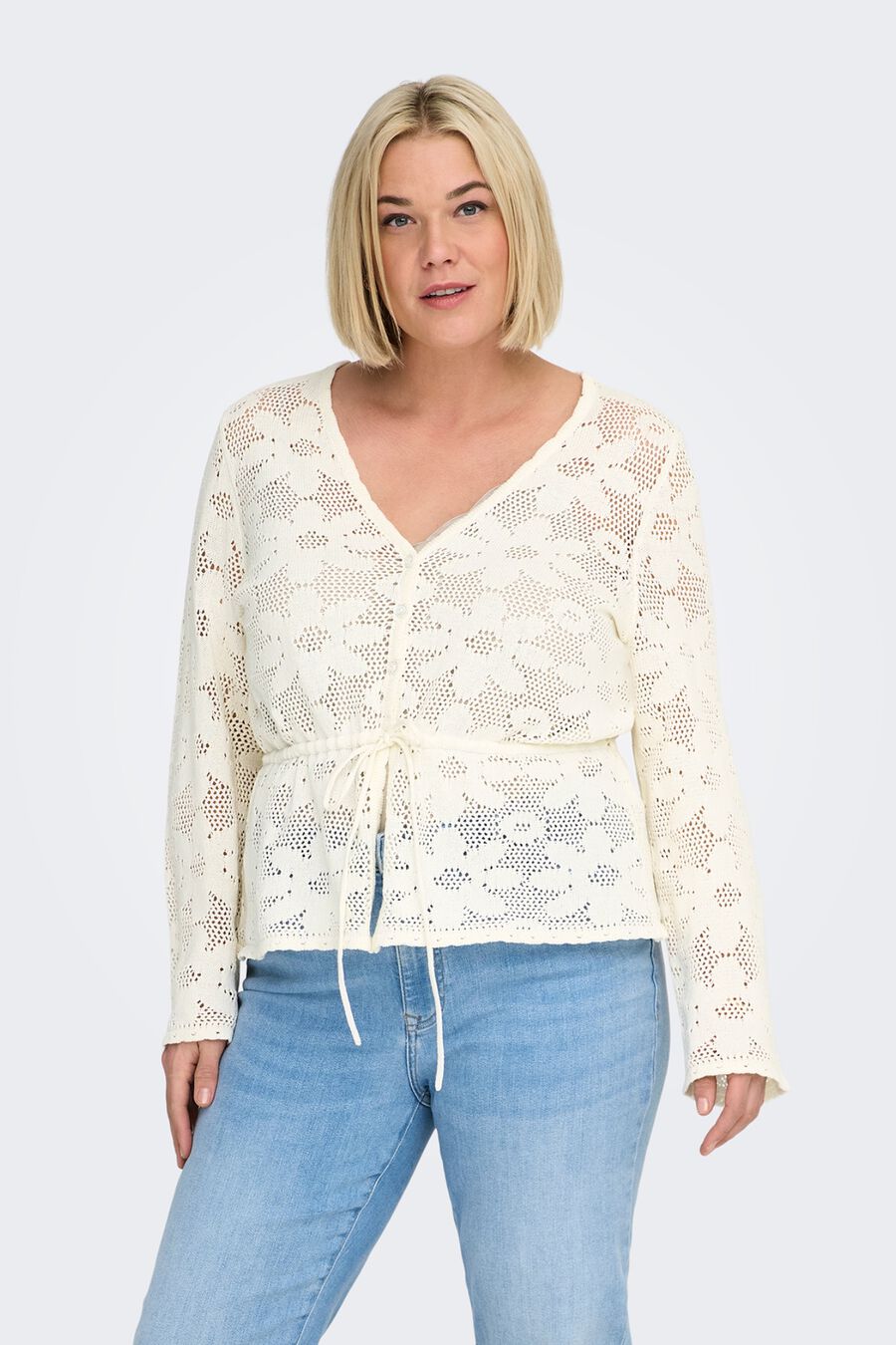 Top estilo cárdigan talla grande