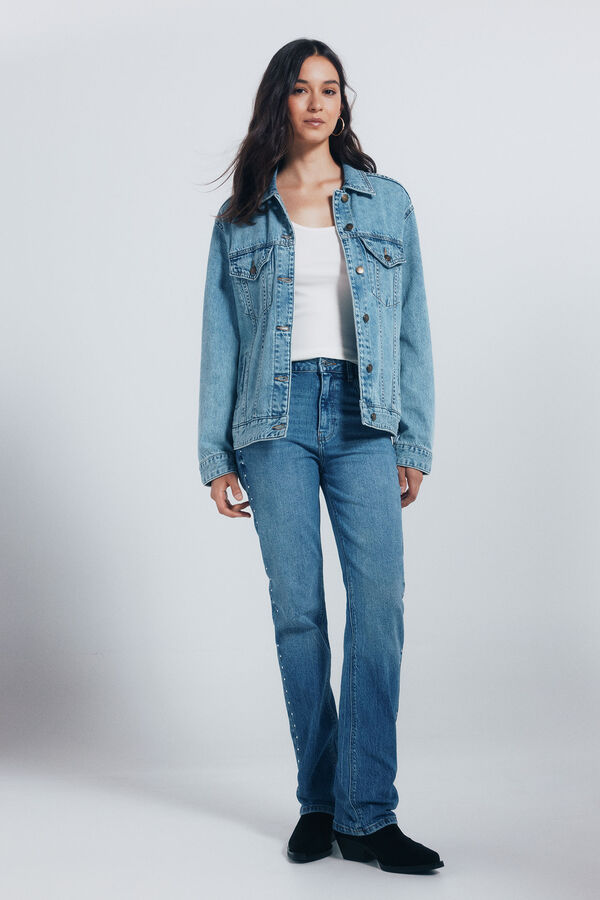 Springfield Oversized cotton denim jacket blue