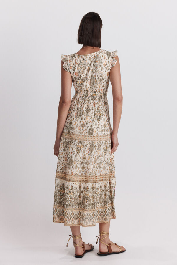 Springfield Border print midi dress brown