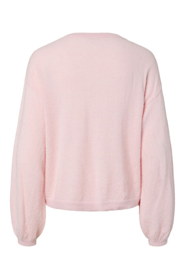 Pieces Knit cardigan with round neck and dropped shoulder sleeve pink