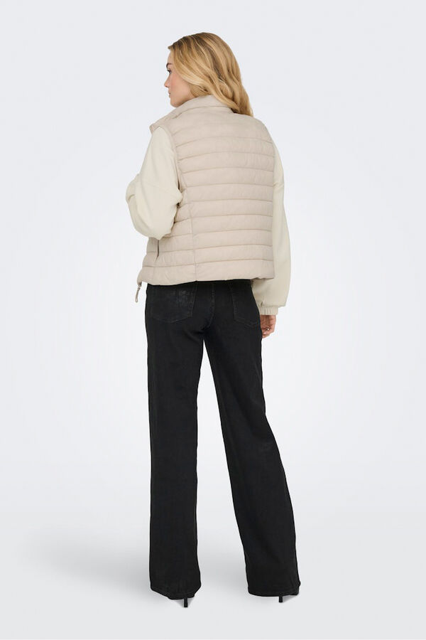 Only Chaleco acolchado cremallera beige