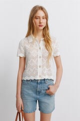 Springfield Pointelle polo cardigan beige