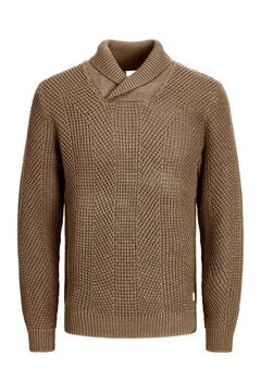 Springfield Shawl collar jersey-knit jumper brown