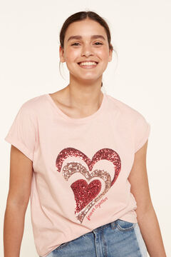 Springfield T-shirt Paillettes rose