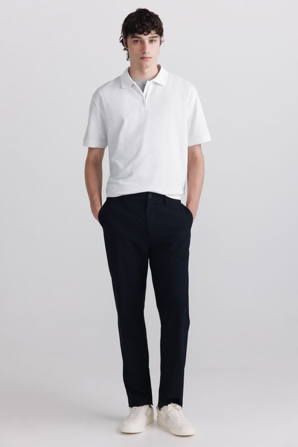 Springfield Zip fastening structure polo shirt white