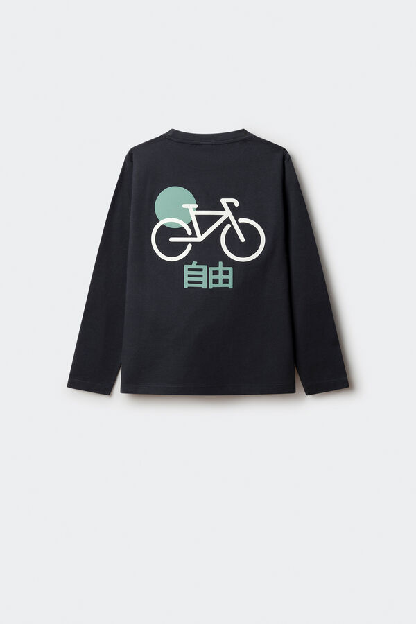 Springfield Kids Camisa de manga comprida de bicicleta japonesa para meninos azul