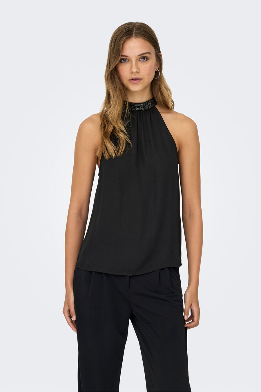 Top halter lentejuelas