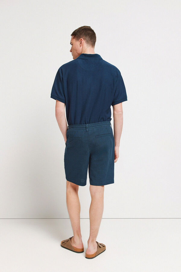 Springfield Lanene udobne bermude uskog kroja Plava