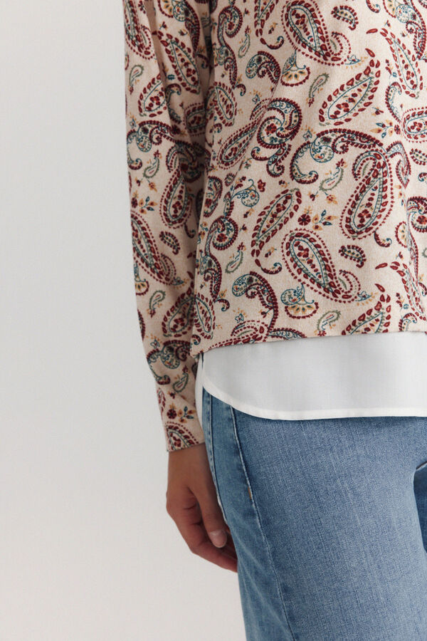 Springfield Printed two-material long sleeve T-shirt blue