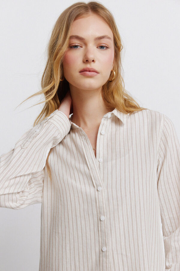Springfield Basic linen-effect shirt nude