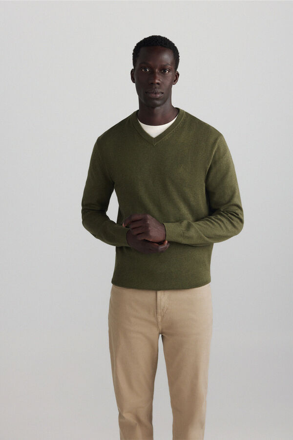 Springfield V-neck basic jumper green