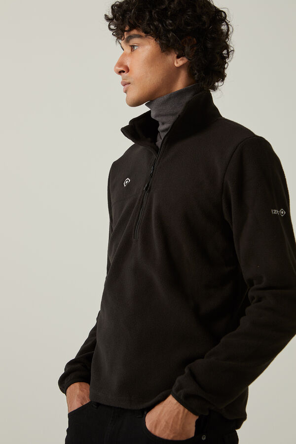 Springfield Jordon fleece liner jacket with half-zip  fekete