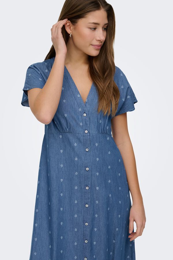 Only Vestido largo abotonado azul