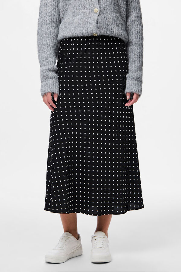 Pieces Saia de cetim com bolinhas at&eacute; o bolinhas preto