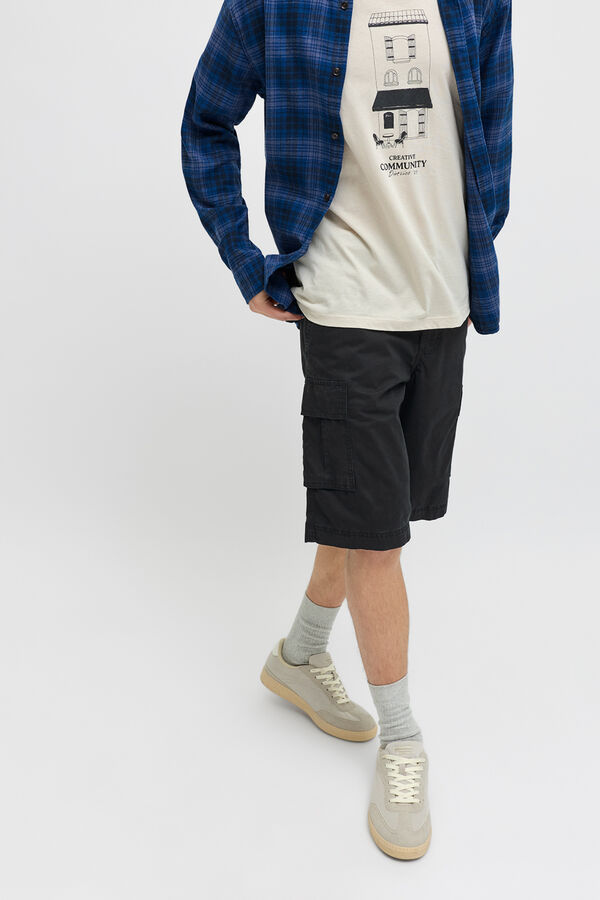 JJ REBEL Relaxed fit cargo Bermuda shorts black