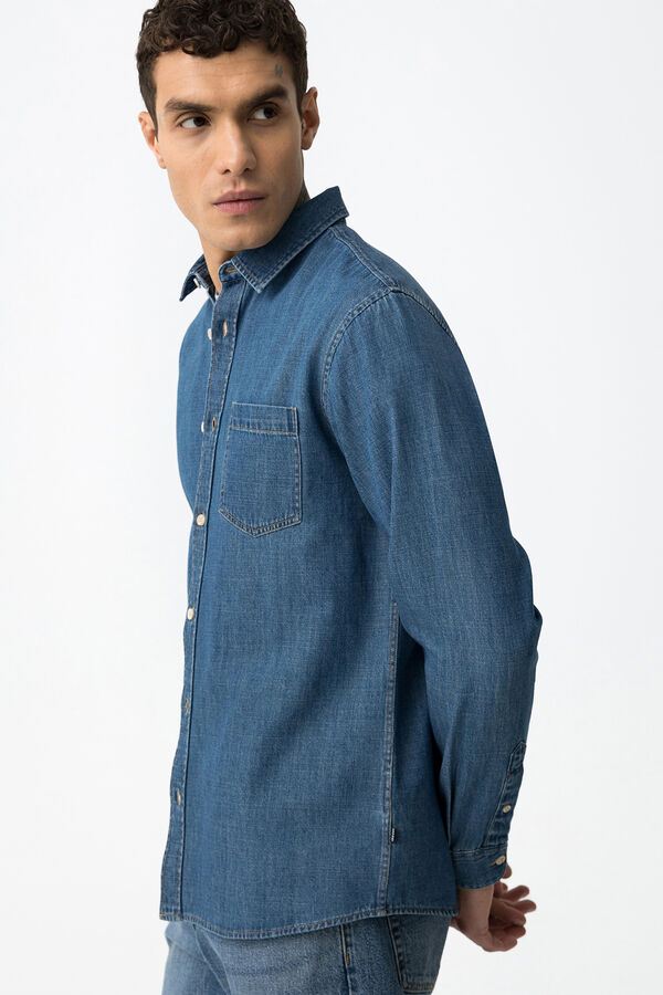 Tiffosi Regular Fit Denim Shirt bleu