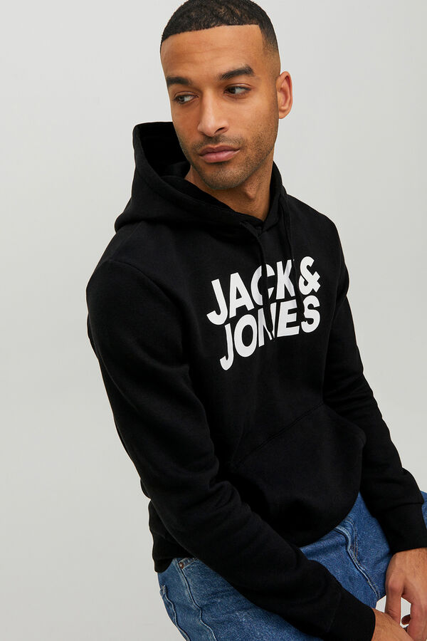 Jack & Jones Sudadera logo capucha negro