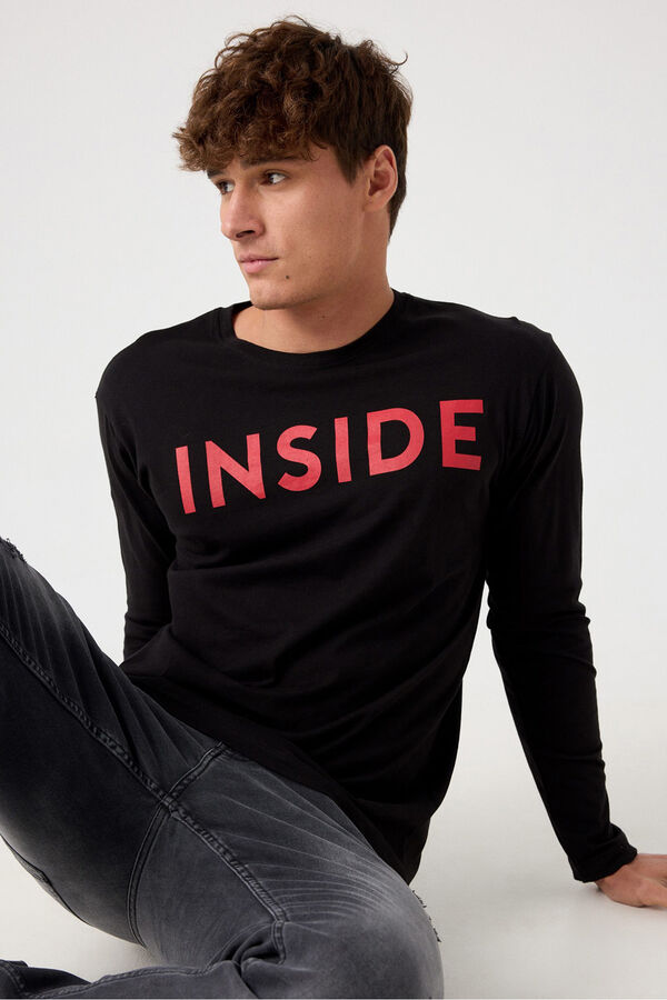 Inside T-shirt com estampado interna preto