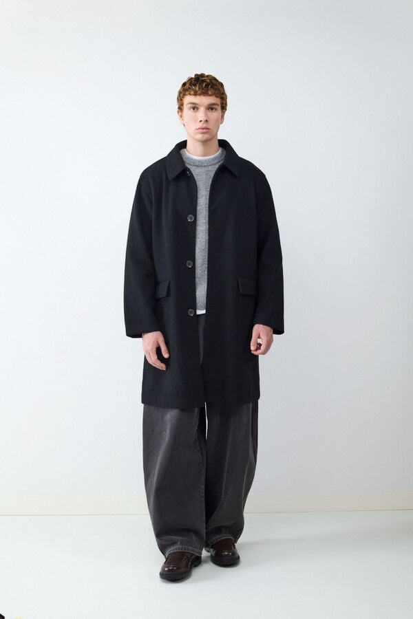 Balmohk Long wool coat black