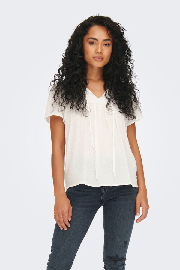 Springfield Short-sleeved blouse with tie white