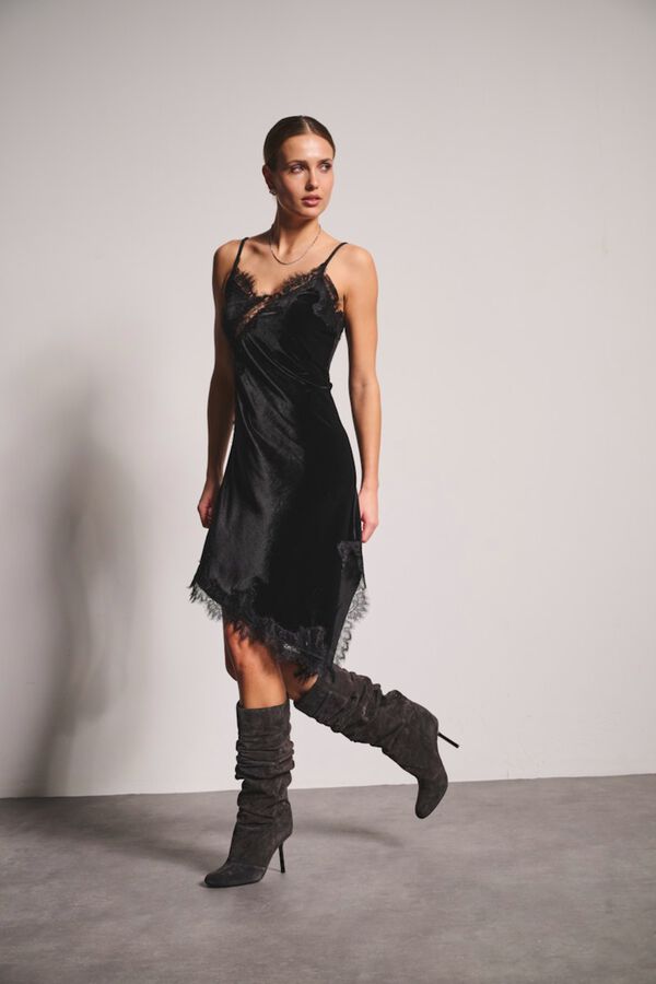 JDY Velvet lace short dress black