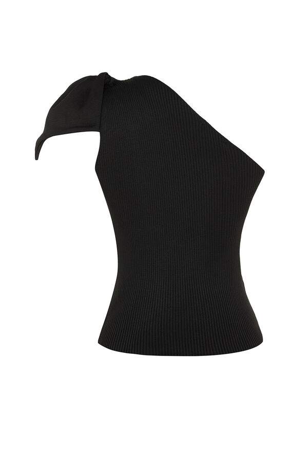 Trendyol Blusa com la&ccedil;o e uma manga preto